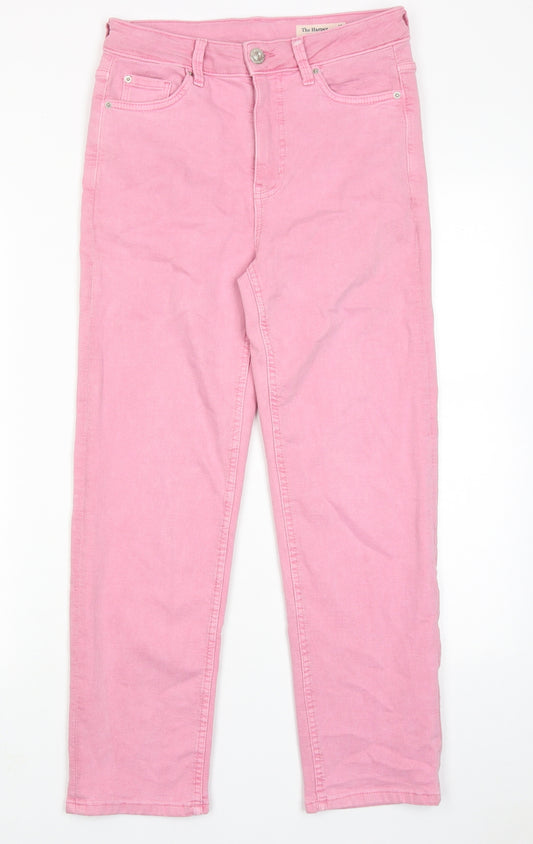 Marks and Spencer Womens Pink Cotton Straight Jeans Size 10 Regular Zip