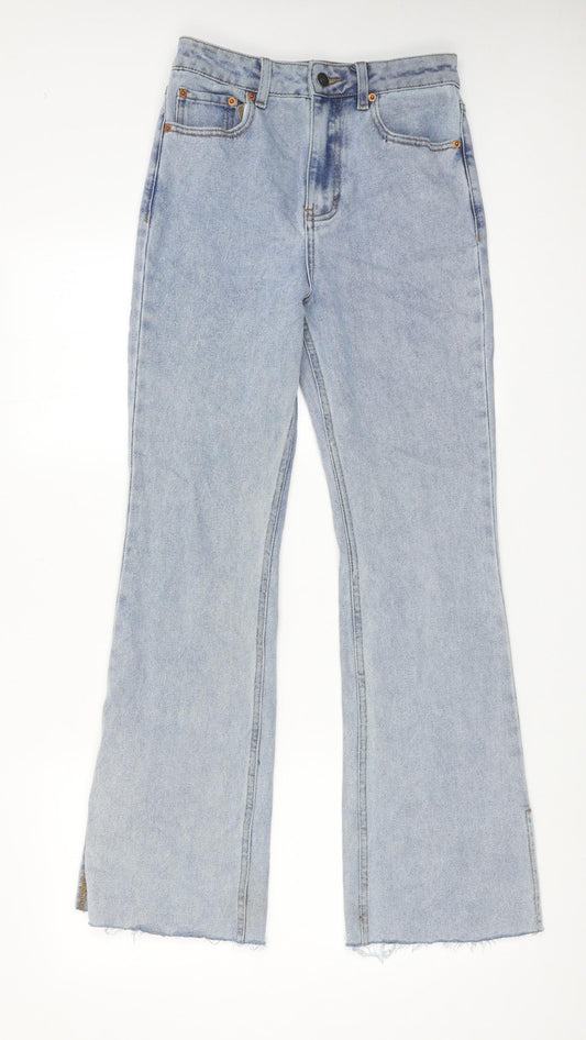 Motel Womens Blue Cotton Flared Jeans Size S Regular Zip - Split detail on ankle