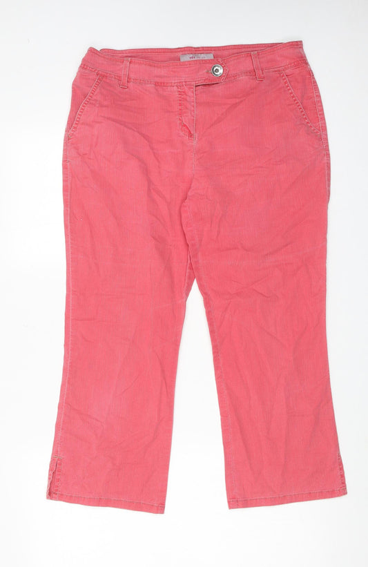 Per Una Womens Pink Cotton Bootcut Jeans Size 14 Regular Zip