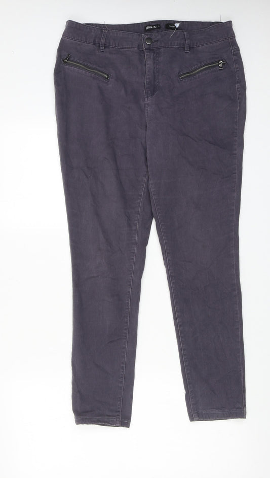 TU Womens Blue Cotton Skinny Jeans Size 16 Regular Zip