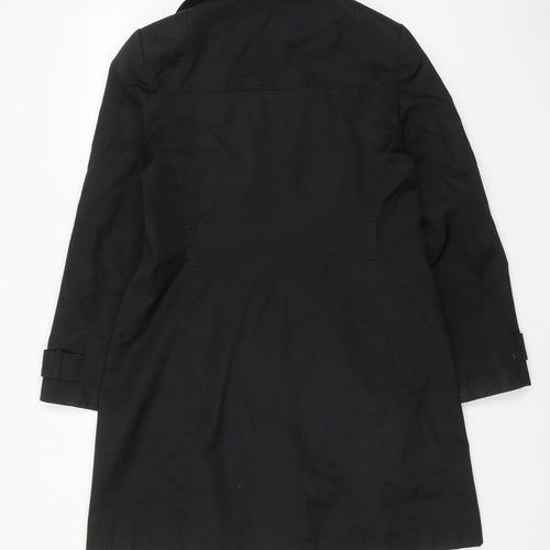 Sophie Gray Womens Black Trench Coat Coat Size 14 Button