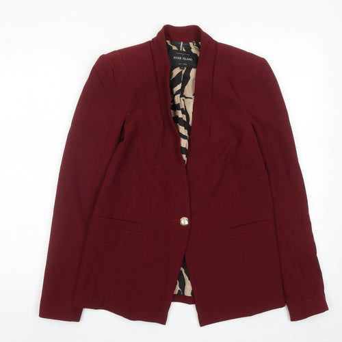 River Island Womens Red Jacket Blazer Size 10 Button