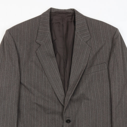 Stylex Fashions Mens Grey Striped Polyester Jacket Suit Jacket Size 44 Regular