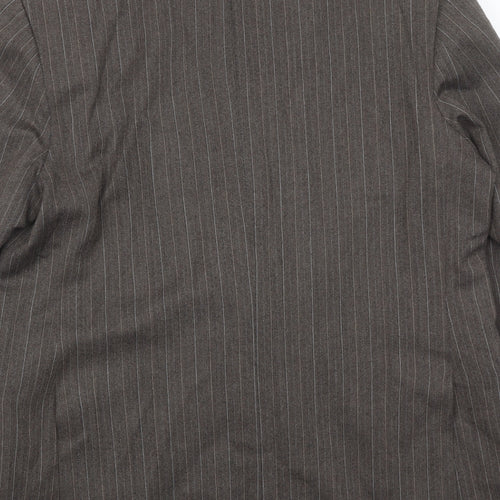 Stylex Fashions Mens Grey Striped Polyester Jacket Suit Jacket Size 44 Regular