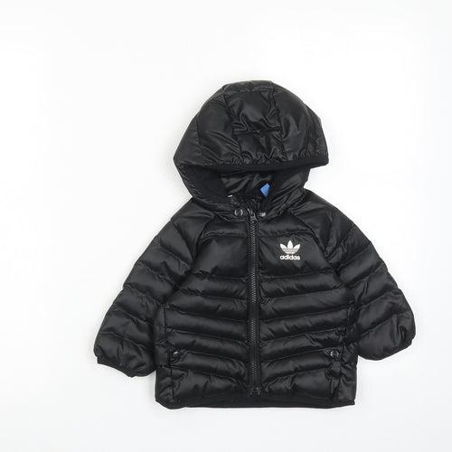 adidas Boys Black Puffer Jacket Jacket Size 3-6 Months Zip