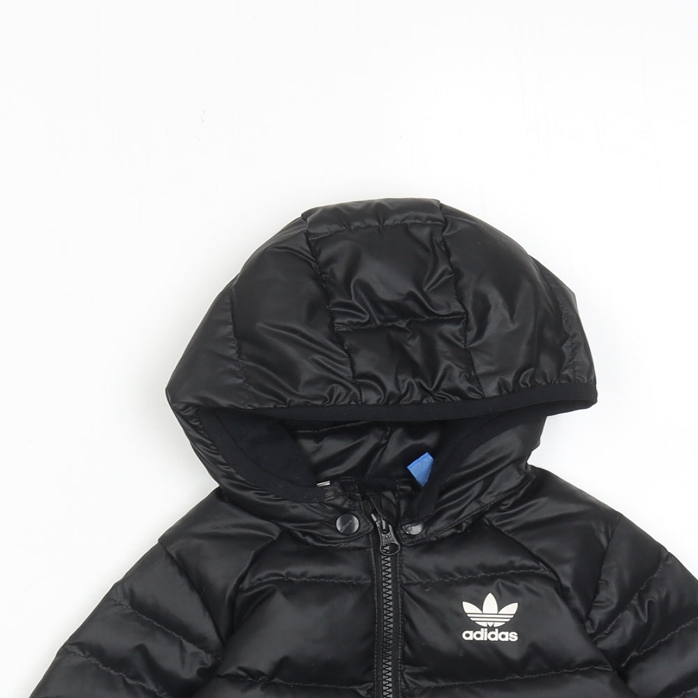 adidas Boys Black Puffer Jacket Jacket Size 3-6 Months Zip