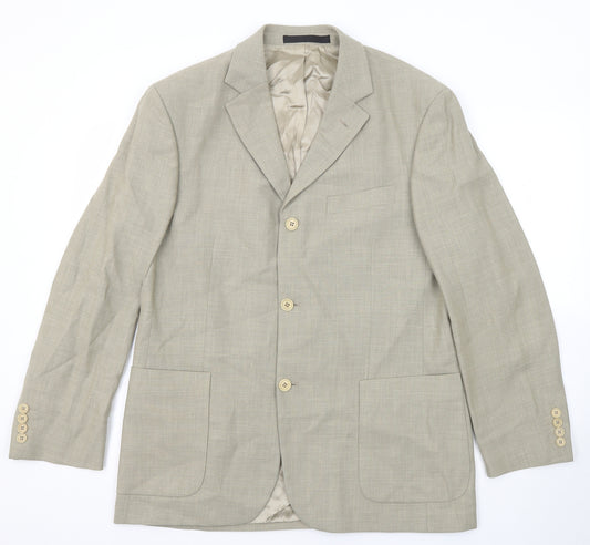 Marks and Spencer Mens Beige Wool Jacket Suit Jacket Size 40 Regular