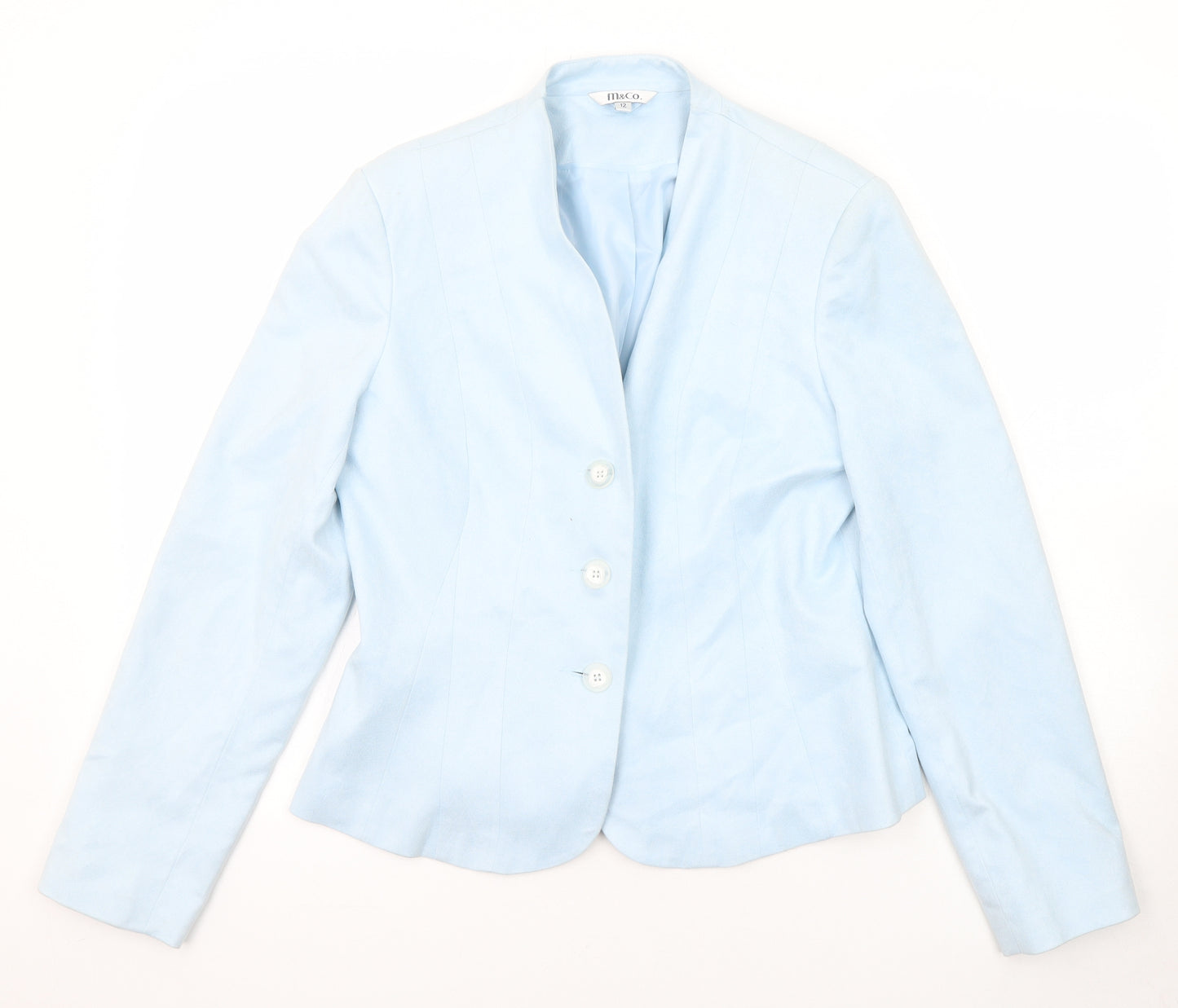 M&Co Womens Blue Jacket Blazer Size 12 Button