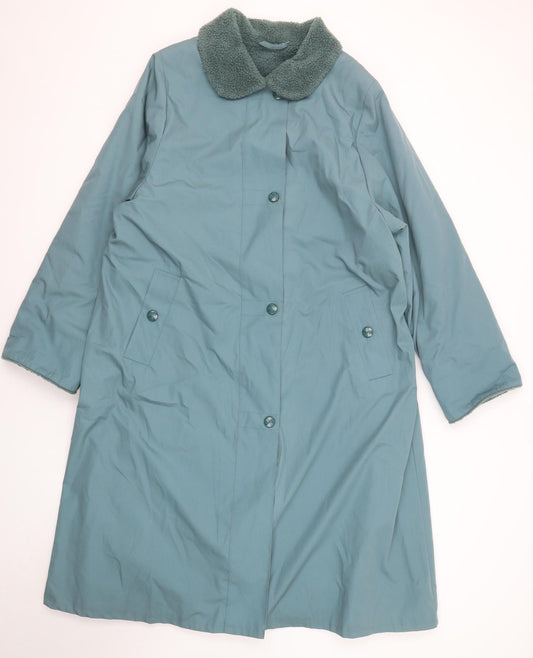 St Michael Womens Green Overcoat Coat Size 16 Button