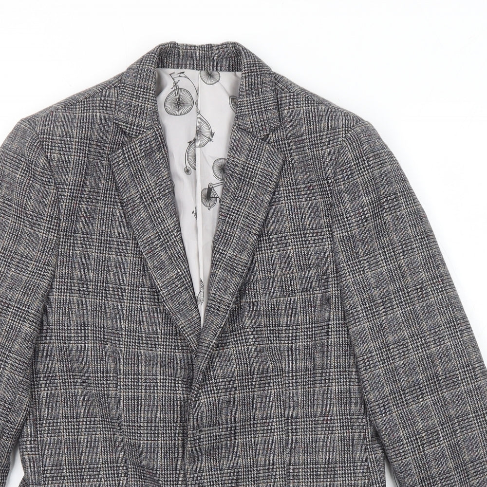 Paisley Womens Grey Check Polyester Jacket Suit Jacket Size 12