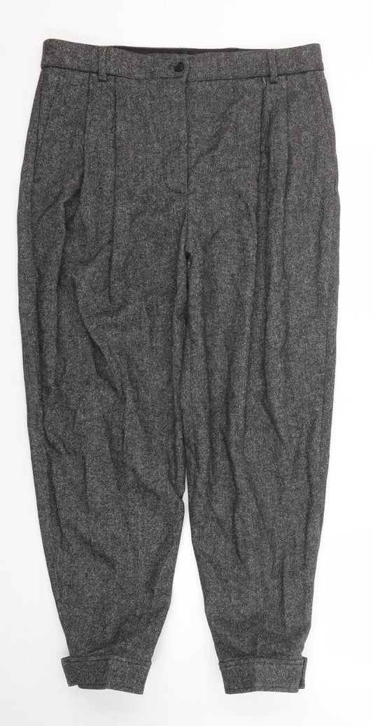 Burberry Womens Grey Wool Trousers Size 12 Regular Zip
