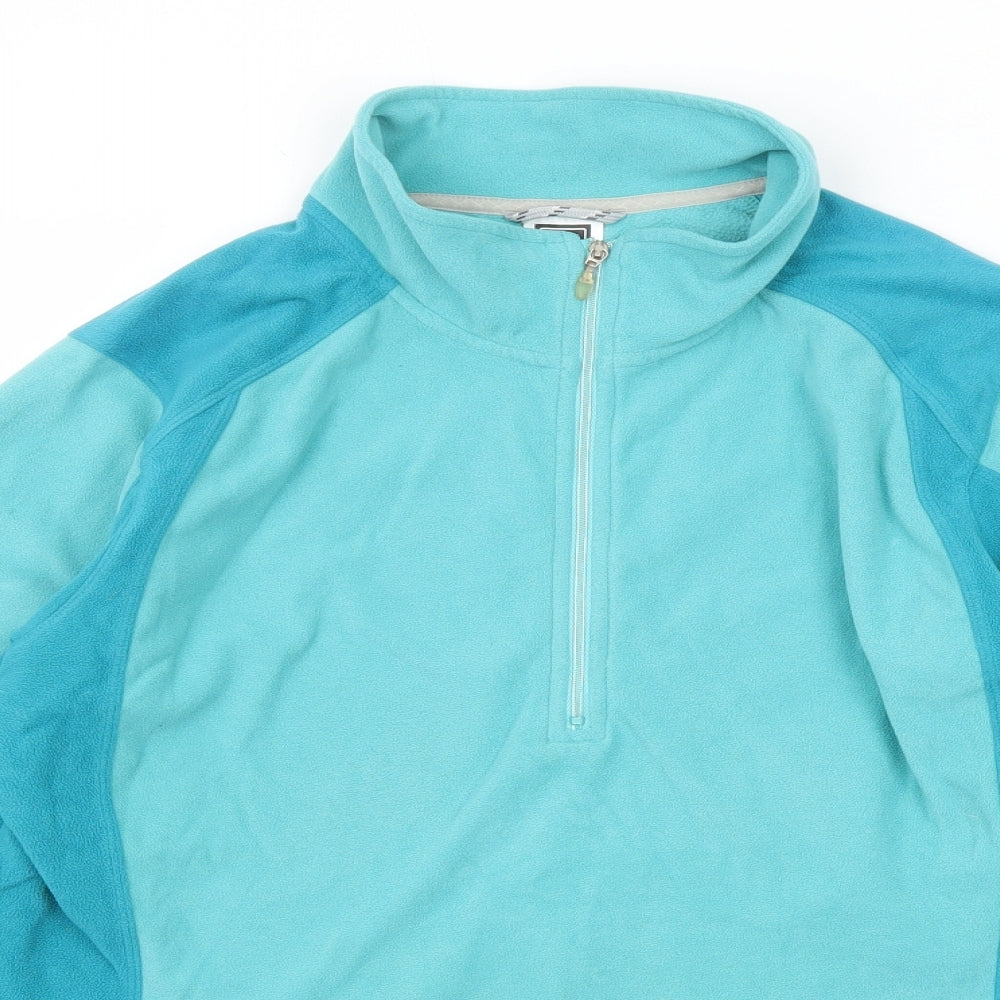 The North Face Womens Blue Colourblock Polyester Pullover Sweatshirt Size L Zip