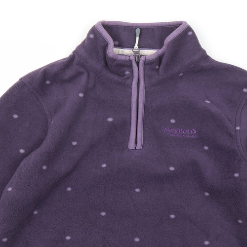 Regatta Womens Purple Polka Dot Polyester Pullover Sweatshirt Size 10 Zip