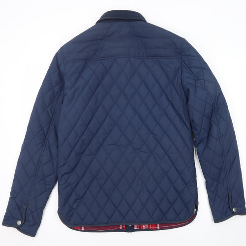 Penguin Mens Blue Quilted Jacket Size S Snap