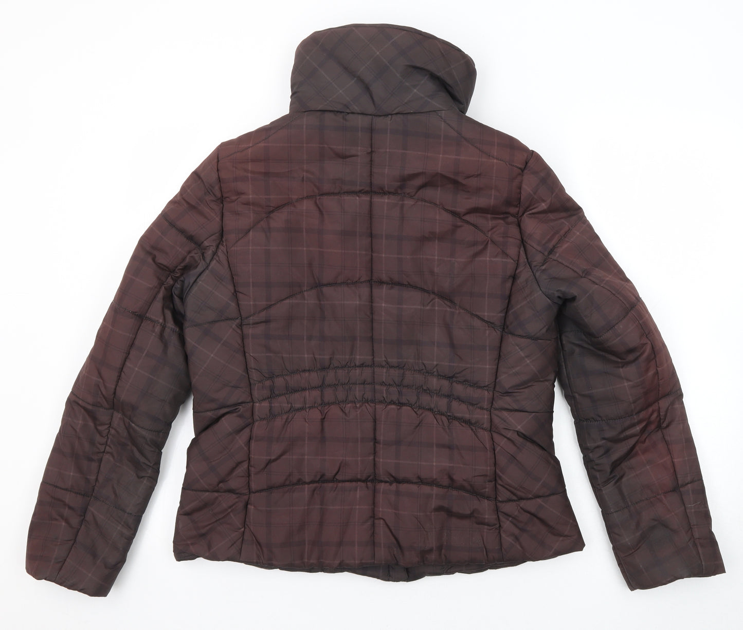 M&Co Womens Brown Geometric Puffer Jacket Jacket Size 12 Zip