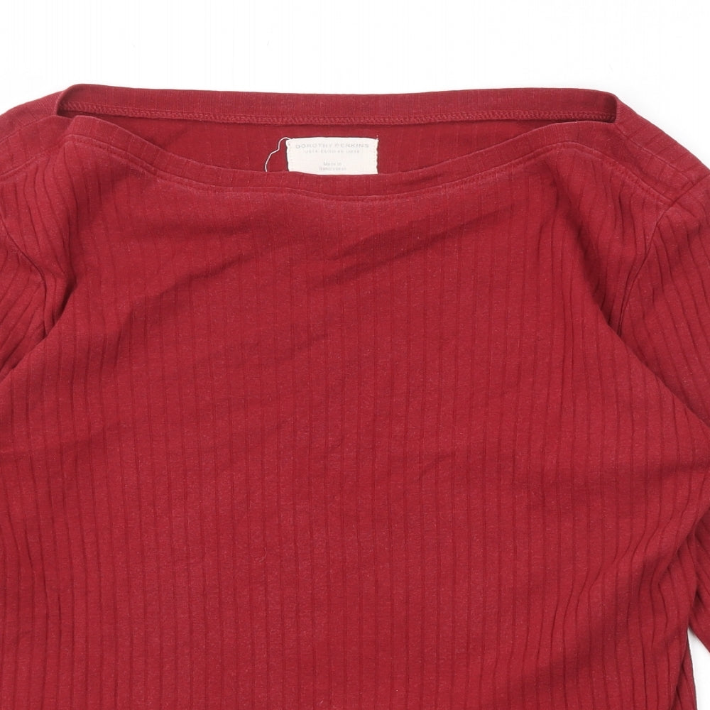 Dorothy Perkins Womens Red Cotton Basic T-Shirt Size 18 Round Neck