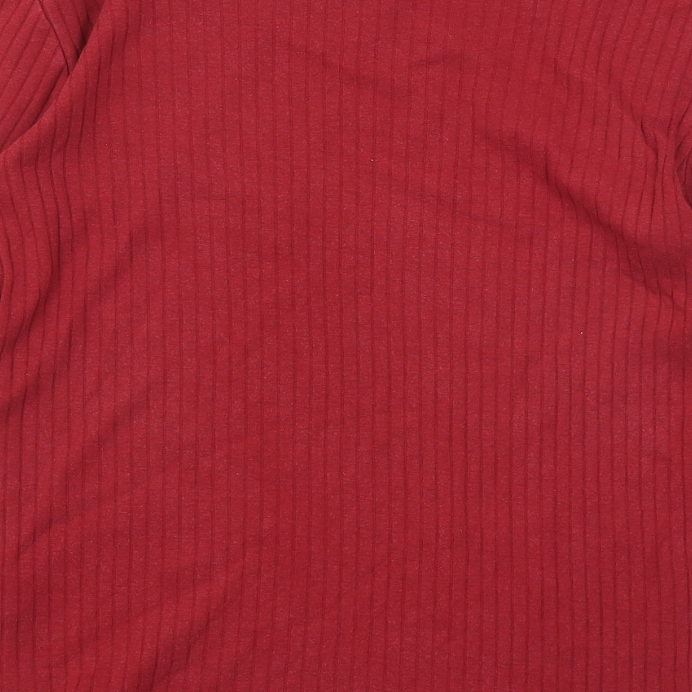 Dorothy Perkins Womens Red Cotton Basic T-Shirt Size 18 Round Neck