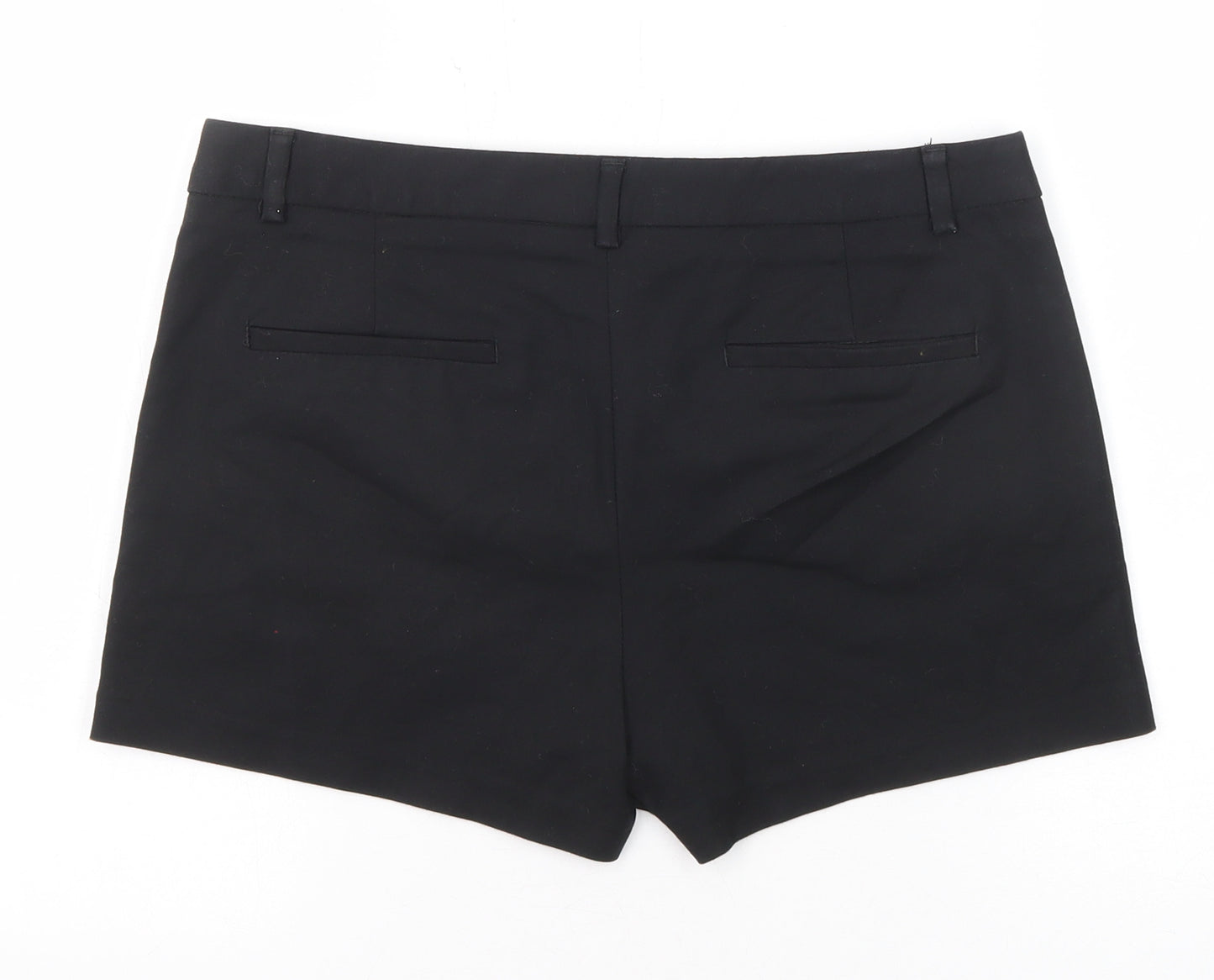 Zara Womens Black Cotton Basic Shorts Size S Regular Zip