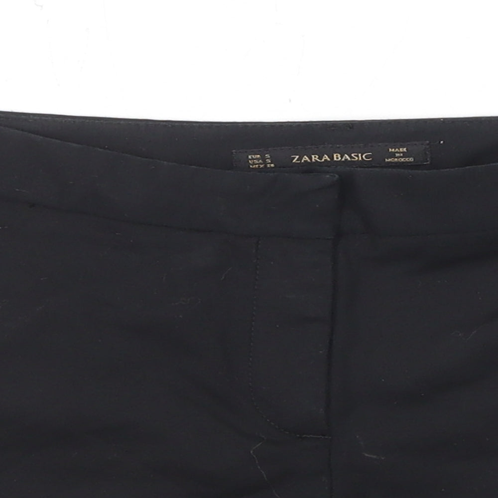 Zara Womens Black Cotton Basic Shorts Size S Regular Zip