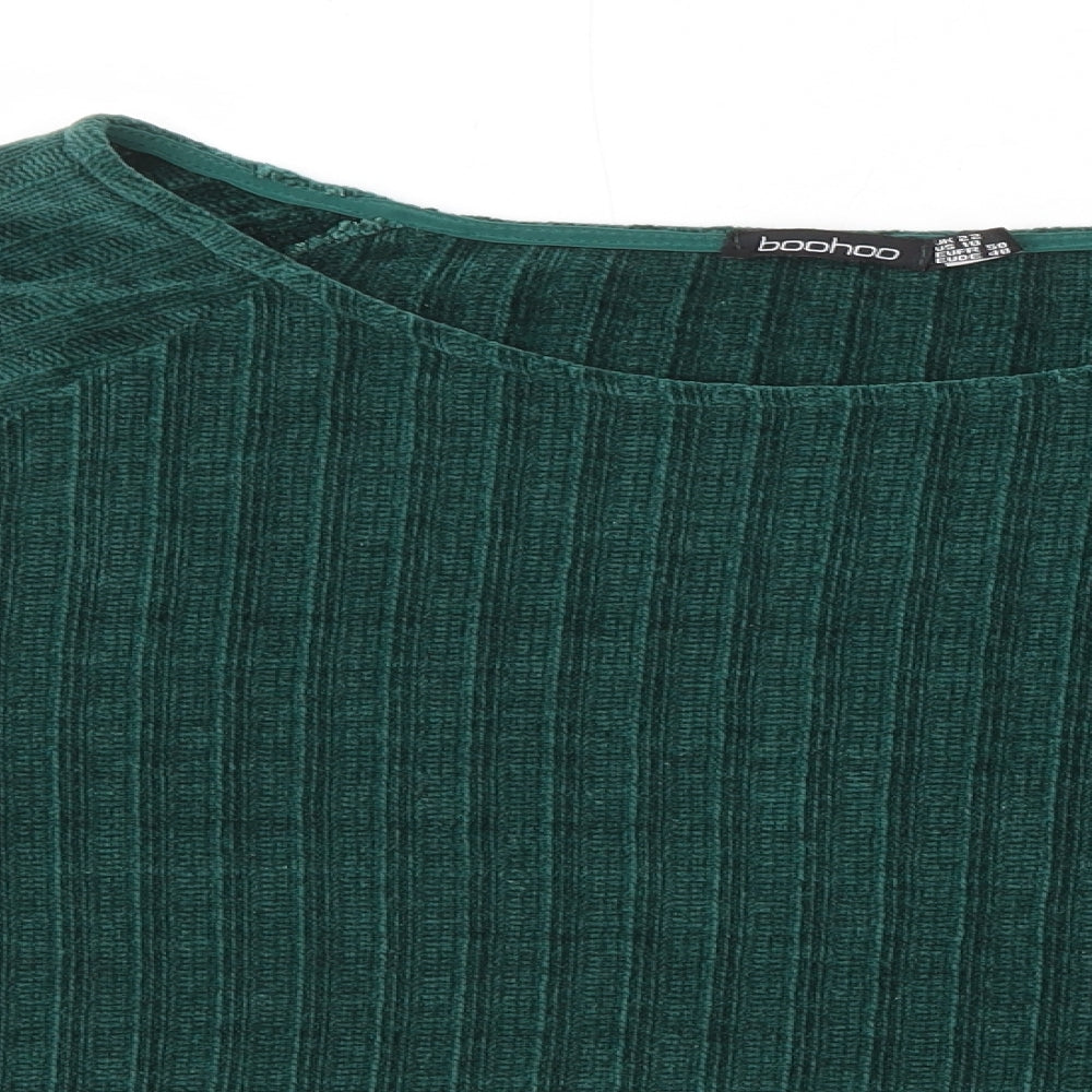 Boohoo Womens Green Round Neck Polyester Pullover Jumper Size 22