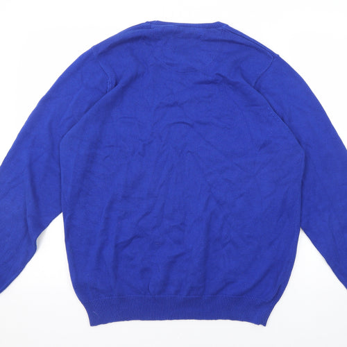 Blue Harbour Mens Blue Round Neck Cotton Pullover Jumper Size M Long Sleeve