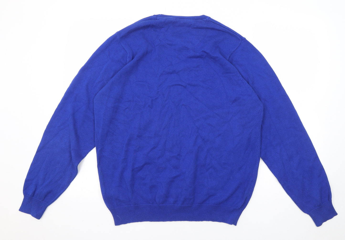 Blue Harbour Mens Blue Round Neck Cotton Pullover Jumper Size M Long Sleeve