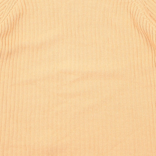 Barbara Lebek Womens Orange Round Neck Cotton Pullover Jumper Size 14
