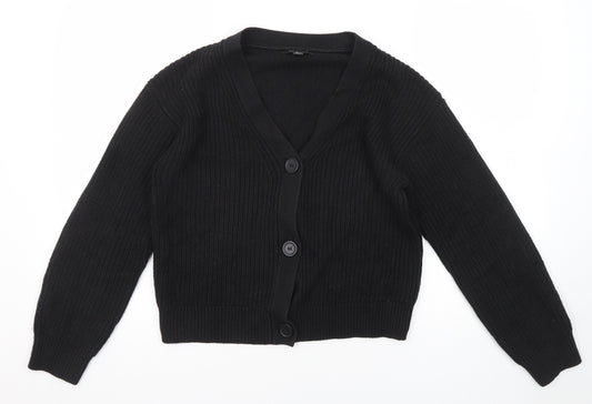 New Look Womens Black V-Neck Cotton Cardigan Jumper Size S