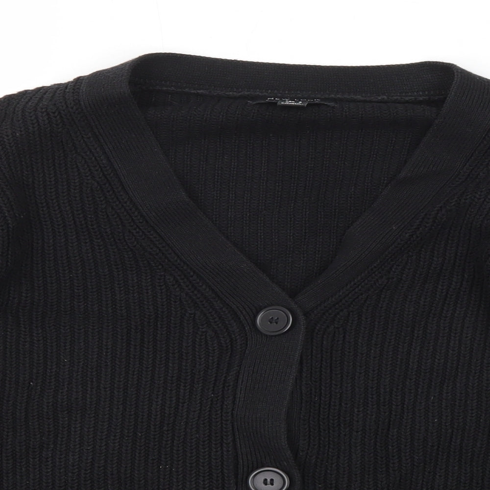 New Look Womens Black V-Neck Cotton Cardigan Jumper Size S