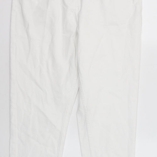 Sosandar Womens White Cotton Mom Jeans Size 12 Regular Zip
