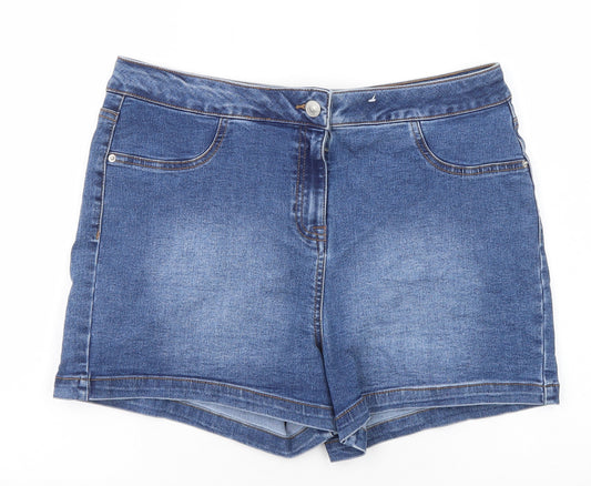 Papaya Womens Blue Cotton Mom Shorts Size 14 Regular Zip
