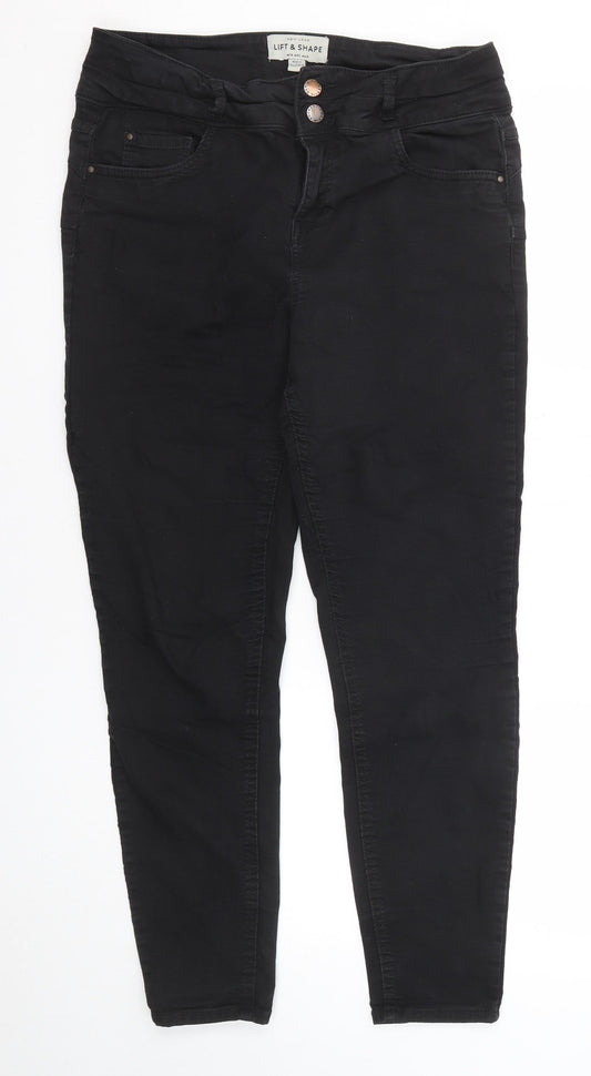 New Look Womens Black Cotton Skinny Jeans Size 14 Regular Zip - Lift & Shape