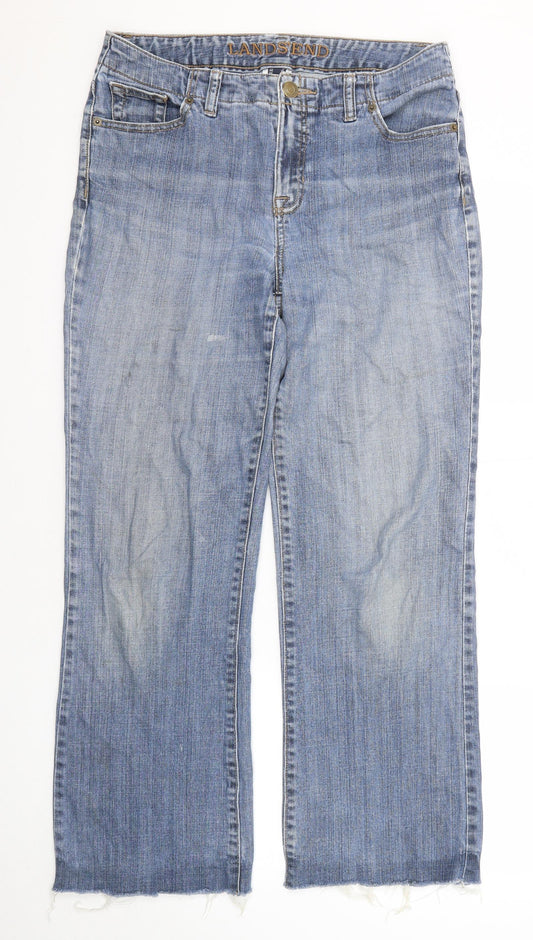 Lands' End Womens Blue Cotton Straight Jeans Size 10 Regular Zip