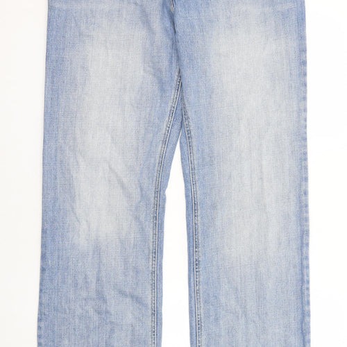 NEXT Mens Blue Cotton Bootcut Jeans Size 36 in Regular Zip