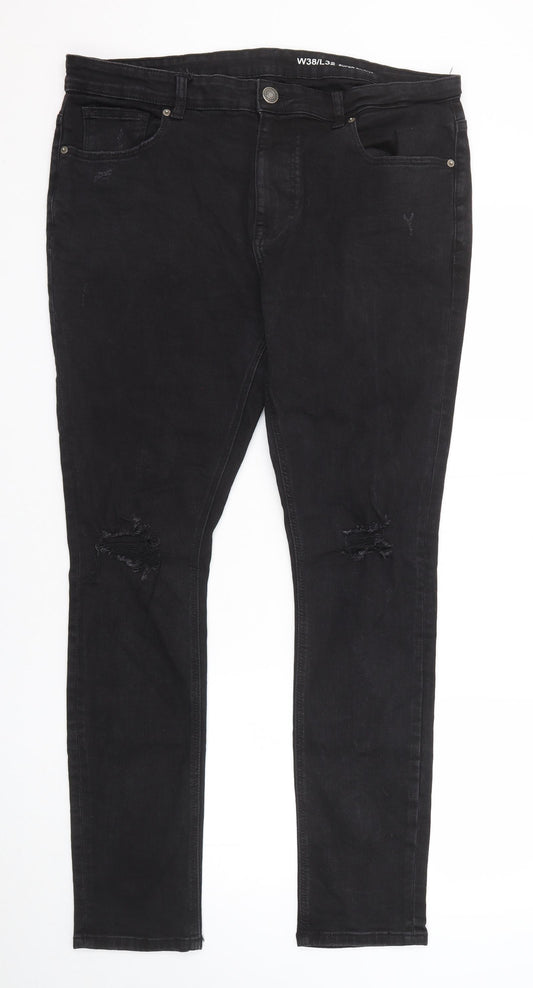 Denim & Co. Mens Black Cotton Skinny Jeans Size 38 in L32 in Regular Zip