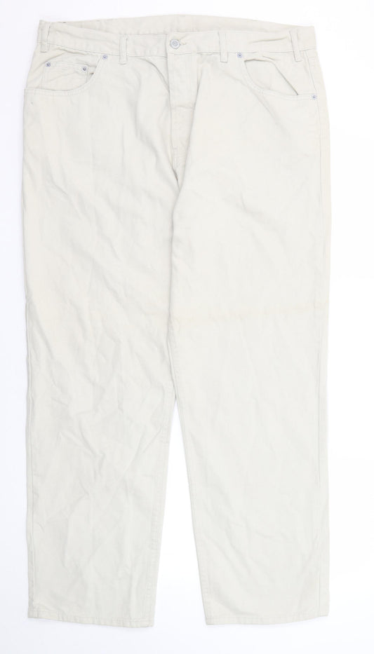Armando Mens Grey Cotton Straight Jeans Size 40 in L30 in Regular Zip