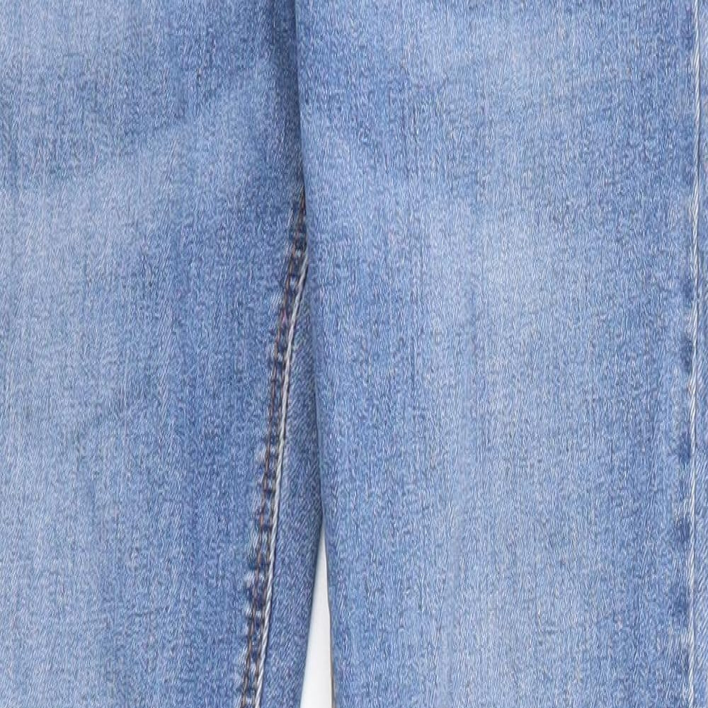 Denim & Co. Girls Blue Cotton Straight Jeans Size 11-12 Years Regular Zip