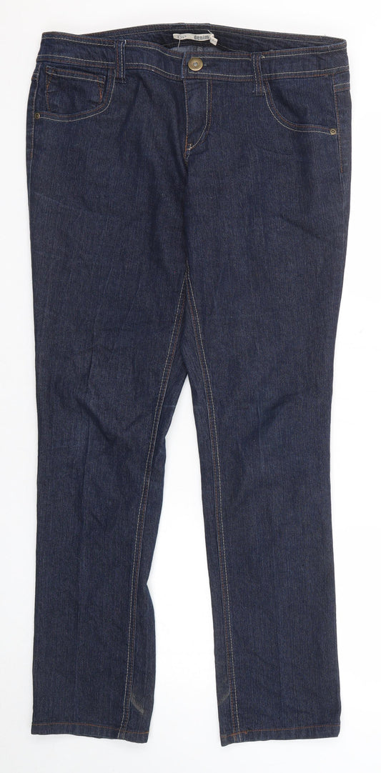 Dorothy Perkins Womens Blue Cotton Straight Jeans Size 14 Regular Zip