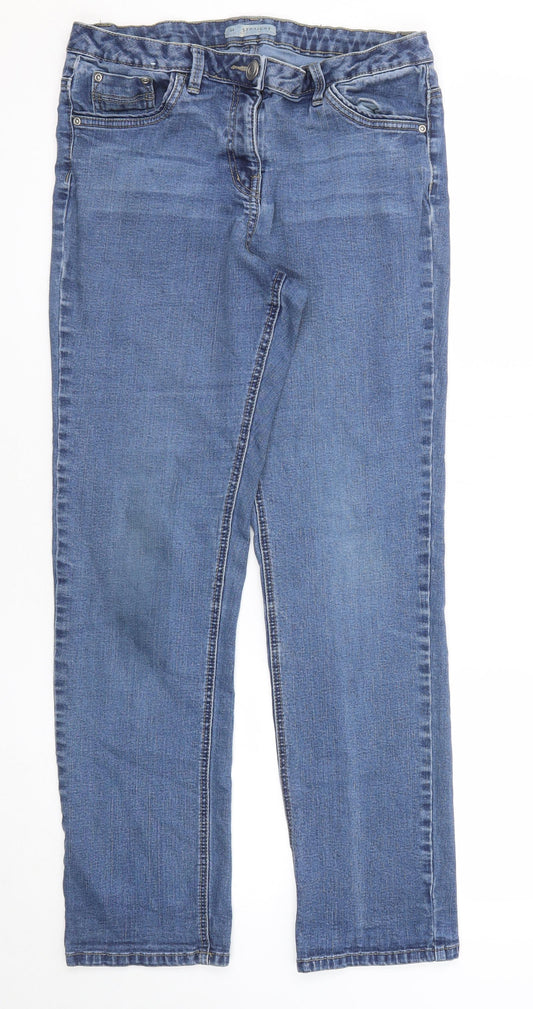 Nutmeg Womens Blue Cotton Straight Jeans Size 14 Regular Zip