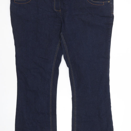 Red Herring Womens Blue Cotton Bootcut Jeans Size 18 Regular Zip