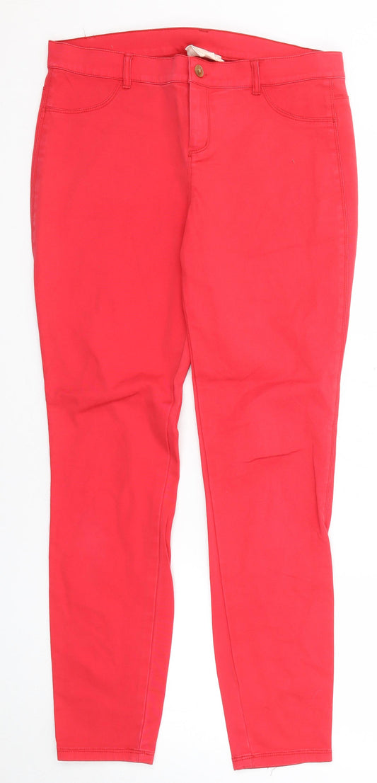 DKNY Womens Red Cotton Straight Jeans Size 8 Regular Zip