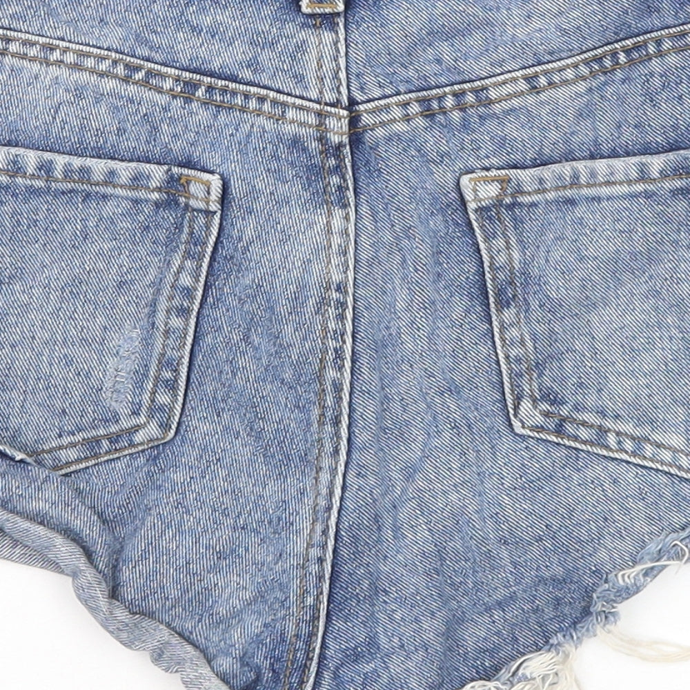 Denim & Co. Womens Blue Cotton Hot Pants Shorts Size 8 Regular Zip