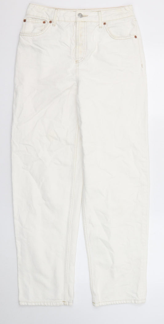 Topshop Womens White Cotton Straight Jeans Size 26 in L32 in Regular Zip