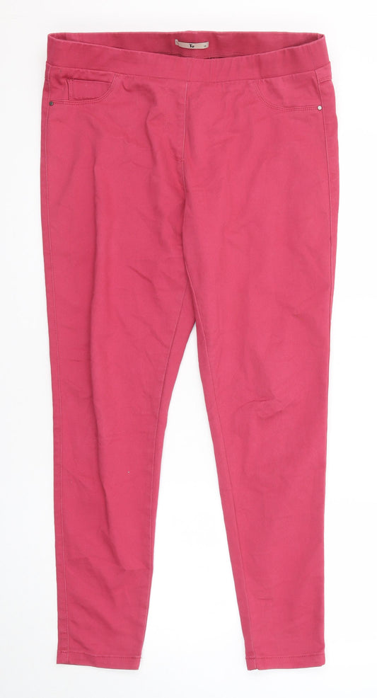 TU Womens Pink Cotton Jegging Jeans Size 16 Regular