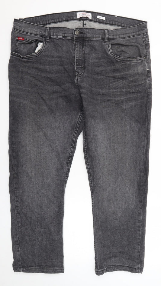 Lee Cooper Mens Grey Cotton Straight Jeans Size 40 in L32 in Regular Zip