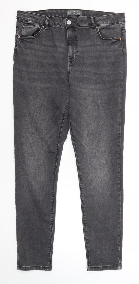 Denim & Co. Womens Black Cotton Straight Jeans Size 18 Regular Zip