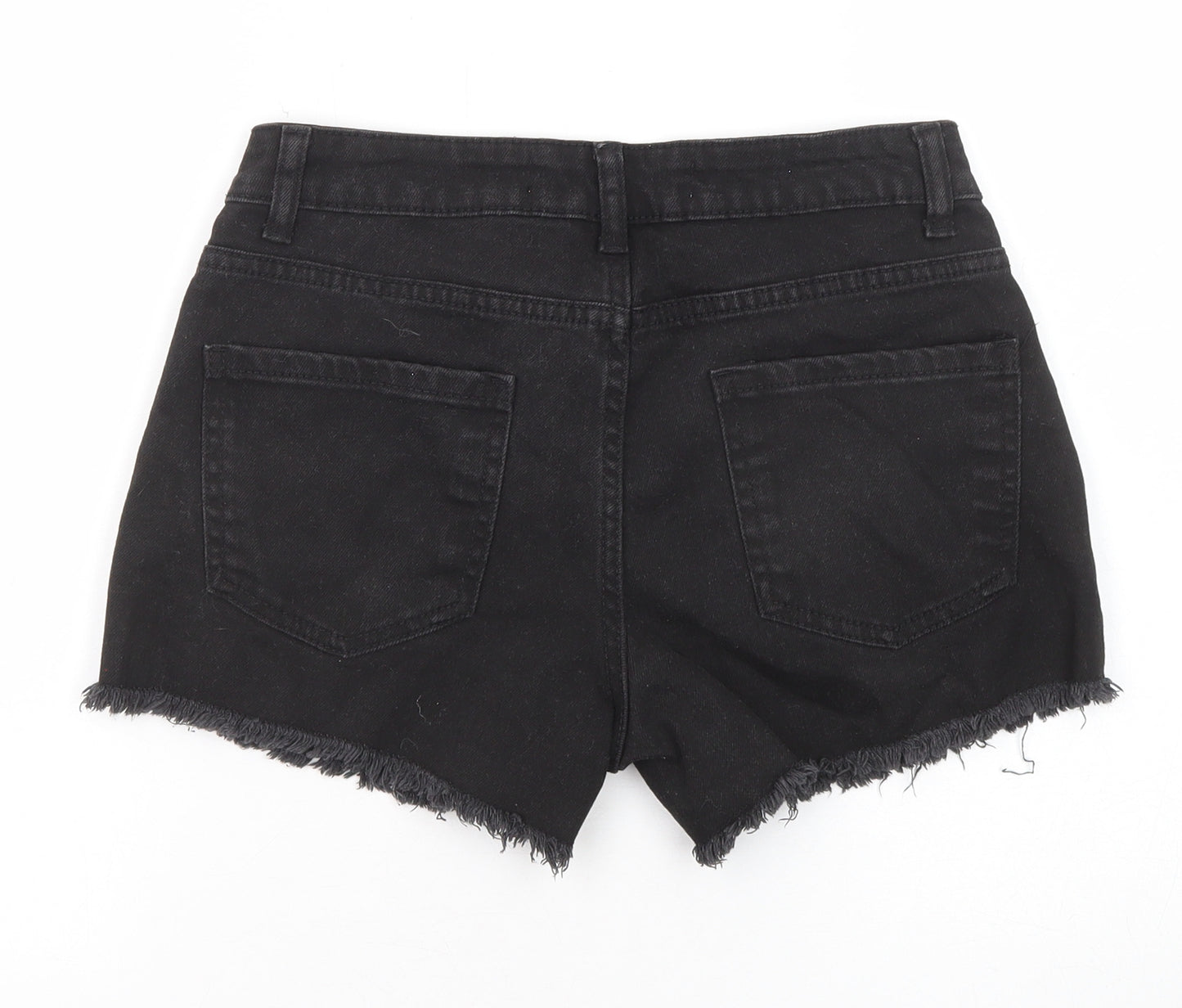 Denim & Co. Womens Black Cotton Cut-Off Shorts Size 8 Regular Zip