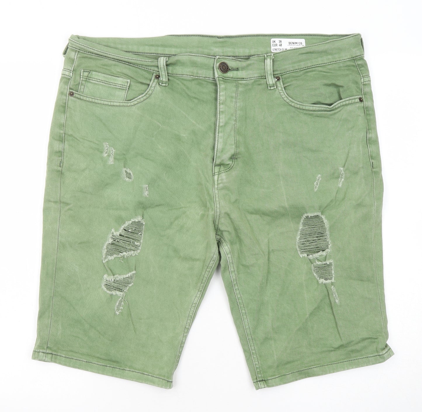 Denim & Co. Mens Green Cotton Chino Shorts Size 38 in Regular Zip