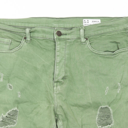 Denim & Co. Mens Green Cotton Chino Shorts Size 38 in Regular Zip
