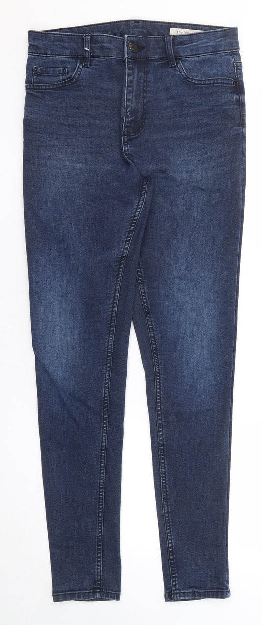 Marks and Spencer Womens Blue Cotton Skinny Jeans Size 10 Regular Zip - Long lenth